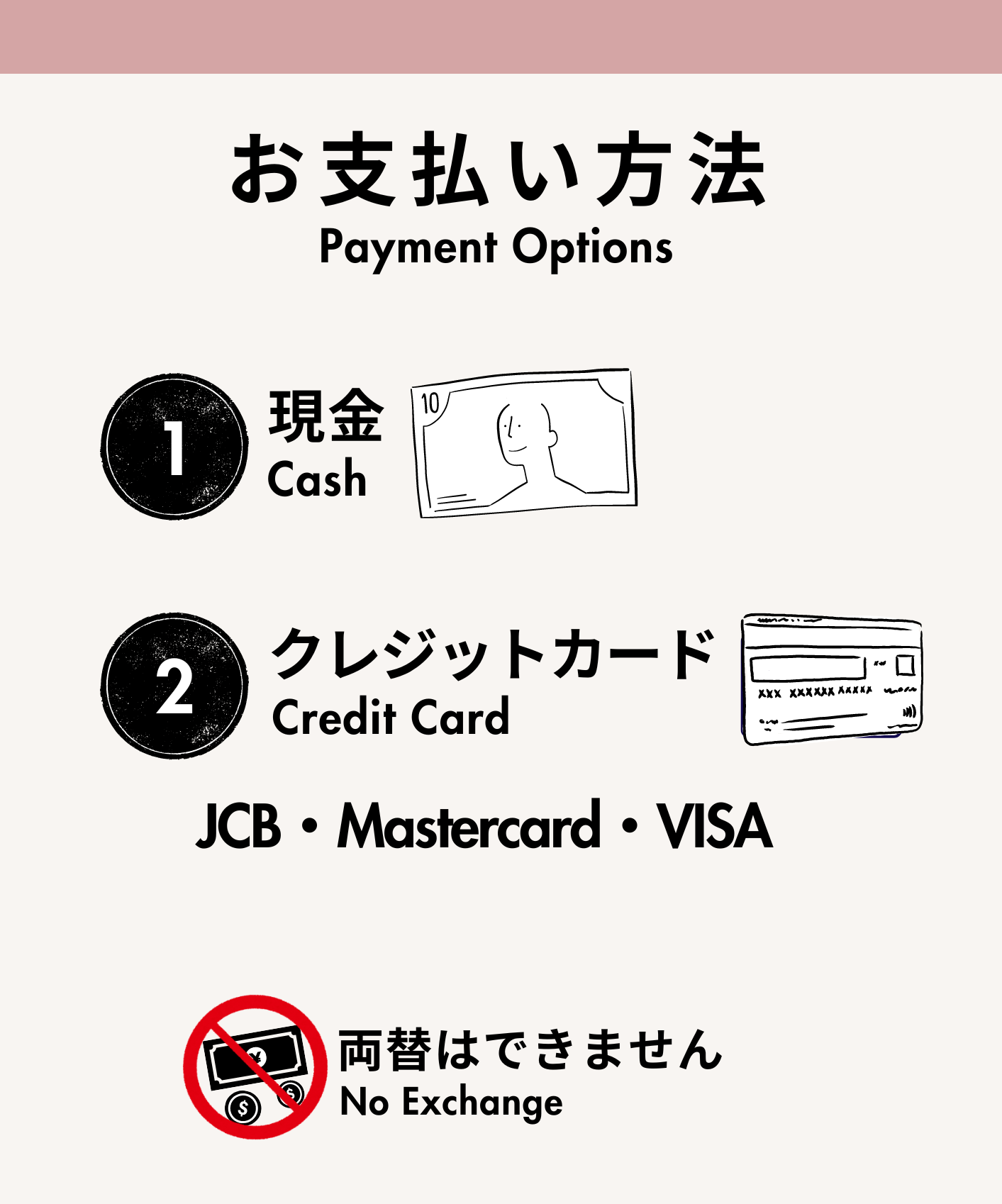 当院は現金・各クレジットカード（JCB・Mastercard・VISA）のお支払いが可能です。